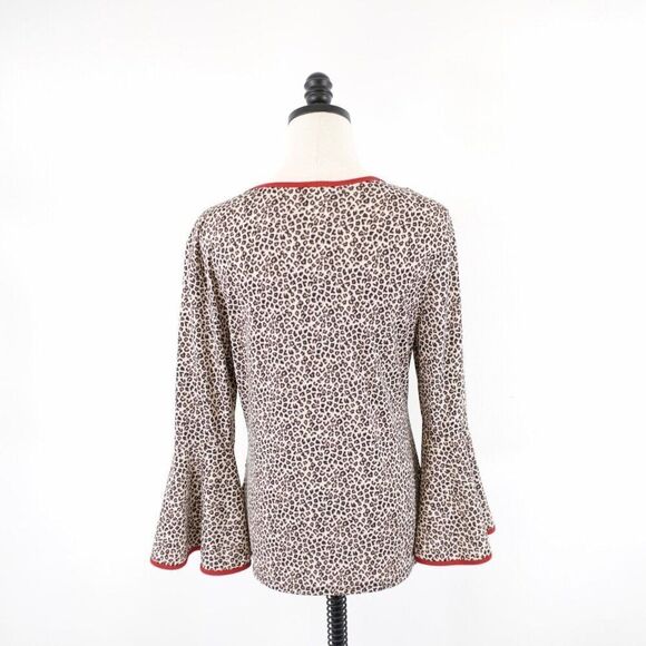 Coco Bianco Kimono Flutter Sleeve Cheetah Print‎ Brown Blouse Large Polyester - Picture 6 of 9